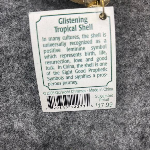 Old World Christmas Scallop Shell Design Fish Scene Christmas Ornaments Set of 6 - Picture 4 of 12